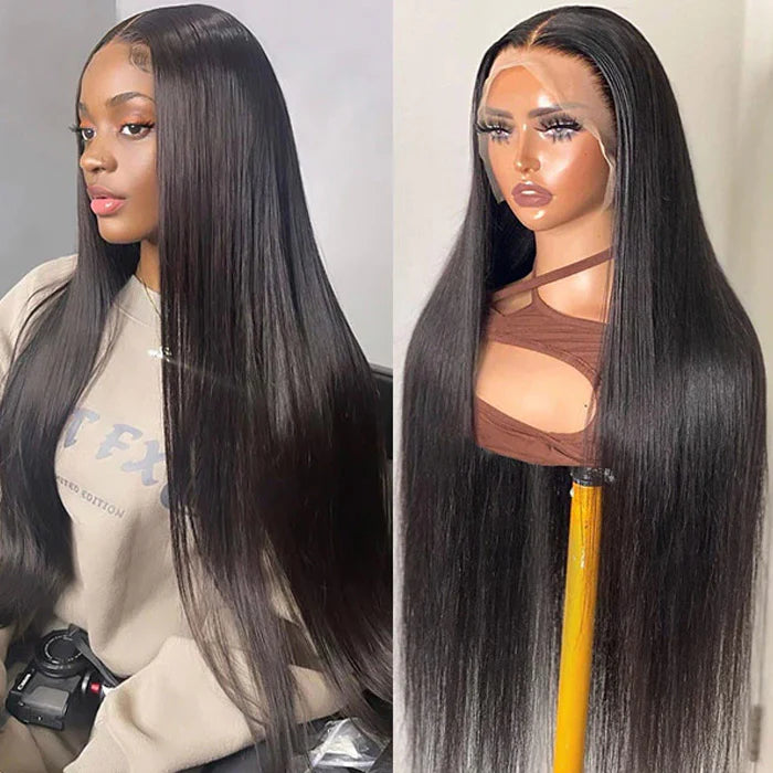 13x6 Lace Frontal Wig Pre Plucked Silky Straight Human Hair