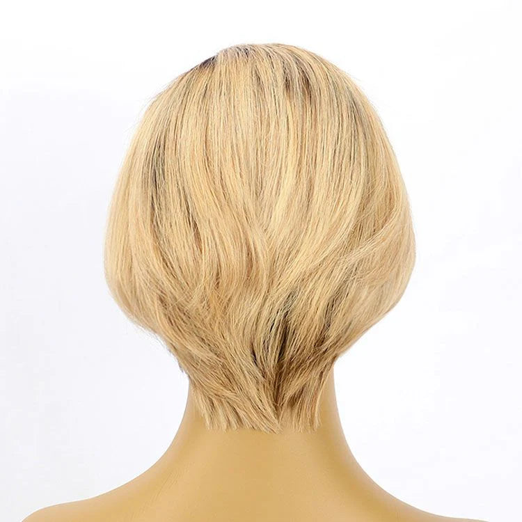 13x1 T Part Short Pixie Cut Lace Wig T1B/27 Human Hair