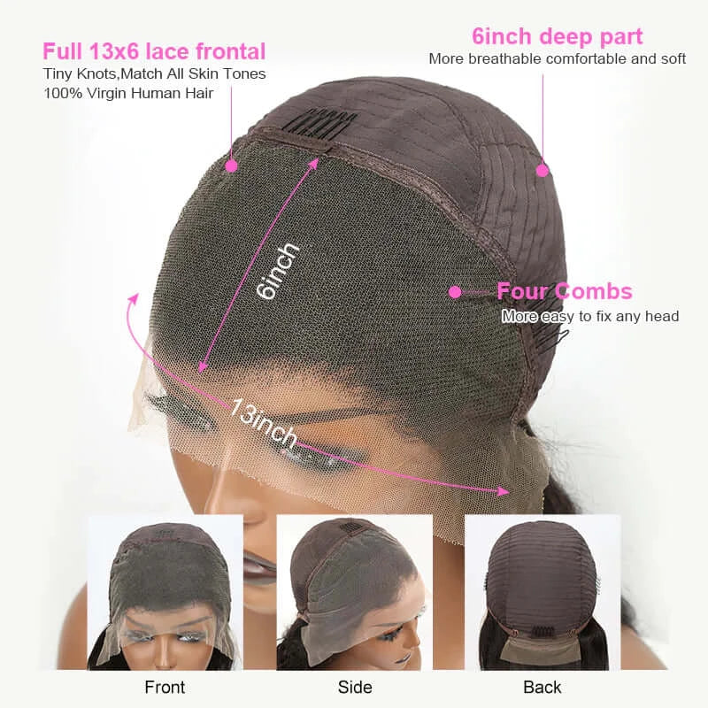 13x6 Lace Frontal Wig Pre Plucked Silky Straight Human Hair